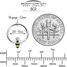 16G 3/8 Clear CZ Gem Bee Sweet BCR Captive Ring
