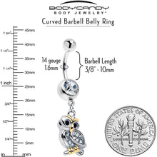Clear Gem Evening Owl Dangle Belly Ring