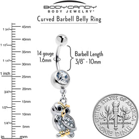 Clear Gem Evening Owl Dangle Belly Ring