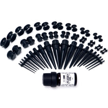 14G to 1/2 Black Acrylic 54 Piece Ear Stretching Kit with Jojoba Oil