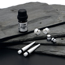 14G to 1/2 White Acrylic 54 Piece Ear Stretching Kit with Jojoba Oil