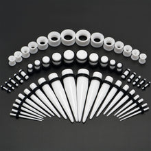 14G to 1/2 White Acrylic 54 Piece Ear Stretching Kit with Jojoba Oil