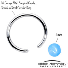 16G 3/8 Simple Opaque Blue Ball BCR Captive Bead Ring