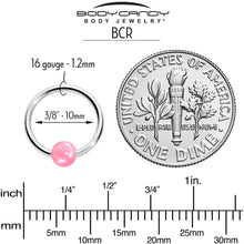 16G 3/8 Simple Opaque Pink Ball BCR Captive Bead Ring