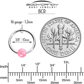 16G 3/8 Simple Opaque Pink Ball BCR Captive Bead Ring
