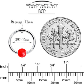 16G 3/8 Simple Opaque Bright Red Ball BCR Captive Bead Ring