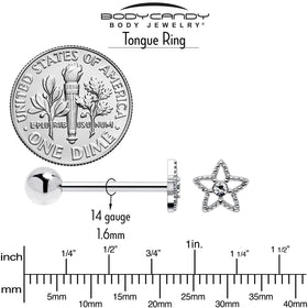 Clear Gem Star Texture Barbell Tongue Ring