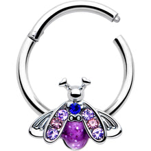 16G 3/8 Pink Blue Gem Beautiful Insect Hinged Segment Ring