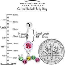 Pink Green Gem Caterpillar Flower Dangle Belly Ring