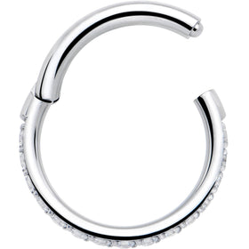 16G Clear Cubic Zirconia Forward Facing Hinged Segment Ring