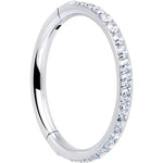 16G Clear Cubic Zirconia Forward Facing Hinged Segment Ring