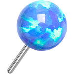 Blue Synthetic Opal ASTM F-136 4mm Flat Back Earring Push In Top