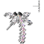 Aurora CZ Gem ASTM F-136 Dragon Flat Back Earring Push In Top
