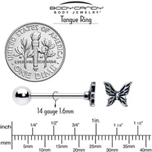 Purple Clear CZ Gem Butterfly Pink Barbell Tongue Ring Set of 4