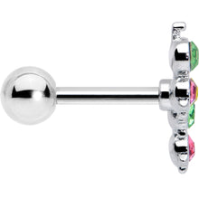 16G 1/4 Pink Green Gem Caterpillar Cartilage Tragus Earring