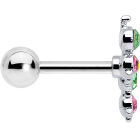 16G 1/4 Pink Green Gem Caterpillar Cartilage Tragus Earring