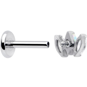Titanium Internally Threaded Flat Back Stud - 18G Fancy CZ Opal