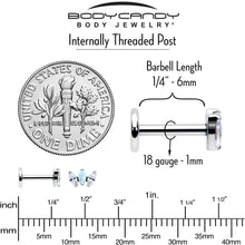 Titanium Internally Threaded Flat Back Stud - 18G Fancy CZ Opal