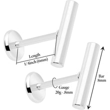 316L Surgical Steel Straight Barbell Flat Back Stud Earrings - 1 Pair