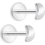 4mm Crescent Moon Flat Back Stud Earrings - 1 Pair