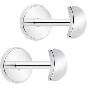 4mm Crescent Moon Flat Back Stud Earrings - 1 Pair