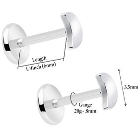 4mm Crescent Moon Flat Back Stud Earrings - 1 Pair