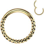 16G 5/16 Gold Tone Braided Style Precision Hinged Segment Ring