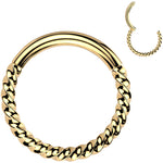 16G 3/8 Gold Tone Braided Style Precision Hinged Segment Ring