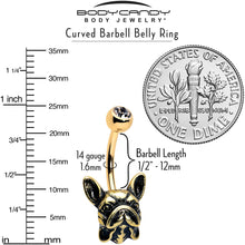 Clear CZ Gem Gold Tone Anodized French Bulldog Belly Ring