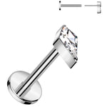 18G 5/16 Clear CZ Gem Spear Medical Grade Titanium Flat Back Earring