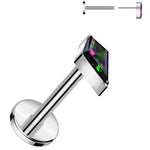 18G 5/16 Vitrail CZ Gem Spear Medical Grade Titanium Flat Back Earring