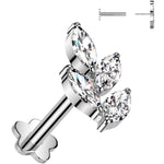 18G 5/16 Clear CZ Gem Vine Medical Grade Titanium Reversible Flat Back Earring