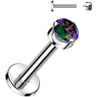 16G 5/16 3mm Vitrail CZ Round Medical Grade Titanium Flat Back Earring