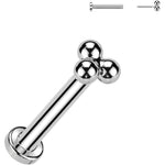 18G 1/4 Trinity Ball Medical Grade Titanium Flat Back Earring