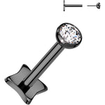 18G 5/16 3mm CZ Gem Black PVD Medical Grade Titanium Reversible Flat Back Earring