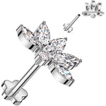 18G 5/16 Clear CZ Gem Style Fan Medical Grade Titanium Reversible Flat Back Earring