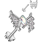 18G 5/16 Aurora CZ Gem Butterfly Medical Grade Titanium Reversible Flat Back Earring