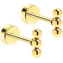14k Yellow Gold Plated 4mm Trinity Ball Flat Back Stud Earrings - 1 Pair