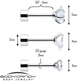 Clear Simplistic Heart Star CZ Flat Back Stud Earrings - 3 Pairs