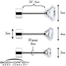 CZ Flat Back Stud Earrings - 3 Pairs