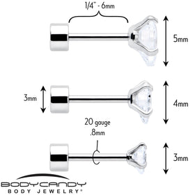 Clear Heart CZ Flat Back Stud Earrings - 3 Pairs