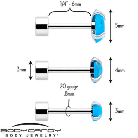 Blue Synthetic Opal Flat Back Stud Earrings - 3 Pairs