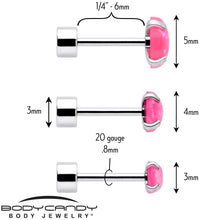 Pink Synthetic Opal Flat Back Stud Earrings - 3 Pairs