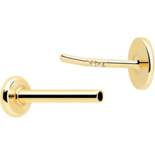 14k Solid Yellow Gold 3mm Disc Threadless Push In Flat Back Stud