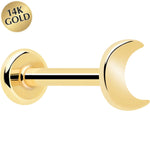 14k Solid Yellow Gold 3mm Moon Threadless Push In Flat Back Stud