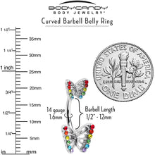 Rainbow Gem Pride Open Butterfly Double Mount Belly Ring