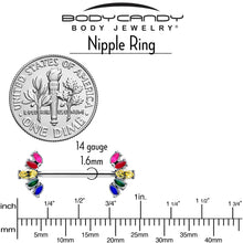 14G 9/16 Rainbow Gem Pride Fancy Glam Nipple Ring Set