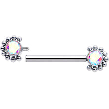 14G 9/16 Aurora CZ Gem ASTM F-136 Titanium Internally Threaded Nipple Ring
