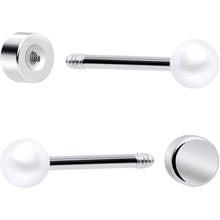 20G Clear Gem White Orb Flatback Earring Set of 6