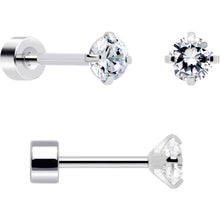 20G Clear Gem White Orb Flatback Earring Set of 6